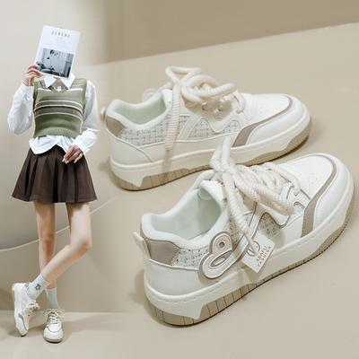 Женские дышащие кроссовки на платформе, модные противоскользящие прогулочные туфли для бега, повседневные легкие белые кроссовки на шнуровке, женские теннисные туфли из искусственной кожи