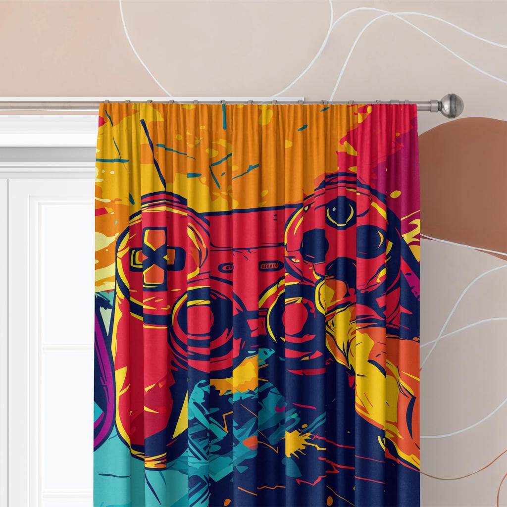 2 шт. - Игровой контроллер - Печатная занавеска - Материал полиэстер - подходит для спальни, гостиной, кабинета, личного пространства