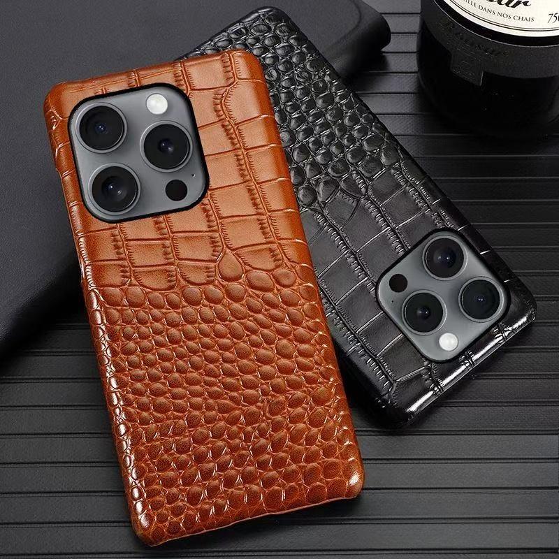Ретро Чехол из Коровьей Кожи с Узором под Крокодила для iPhone 17 Pro Max Air 17 16 15 14 Plus 13 Pro 12 11 Мобильного Телефона Жесткий Чехол
