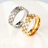Light Luxury Sugar Cube Chessboard Diamond Ring Titanium Steel Electroplating Advanced Sense Ring Ins Neutral Wind Accessories