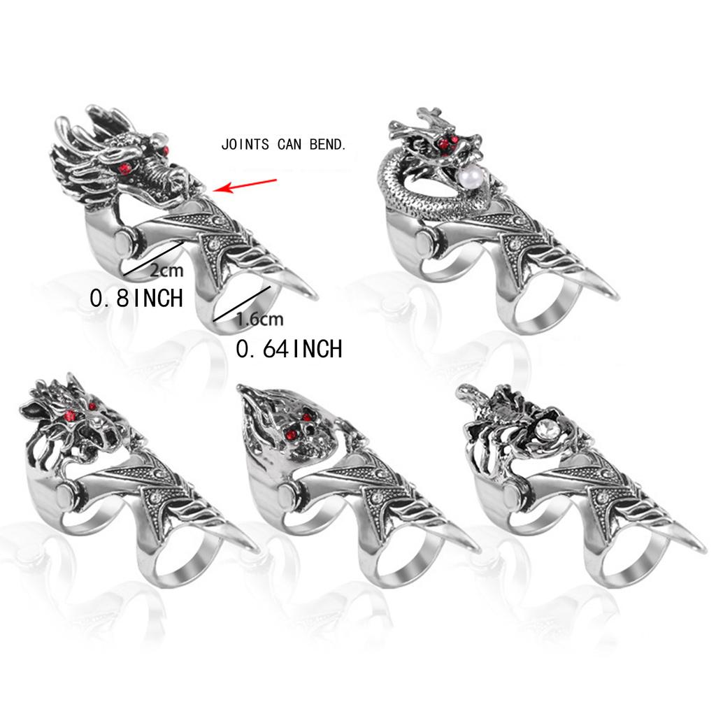 Fashion Nail Jewelry Retro Domineering Male Dragon Ring Joints Exaggerated Personality Leading Ring Nightclub Street Style.