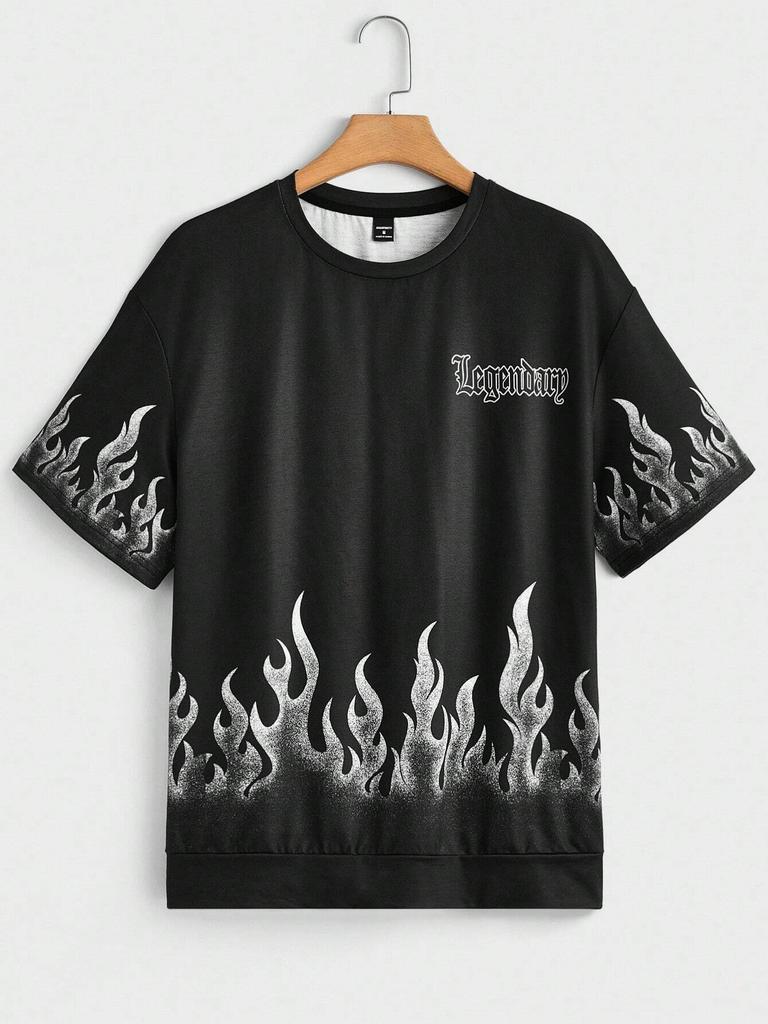 Мужская вязаная повседневная толстовка с принтом букв и пламени Manfinity LEGND