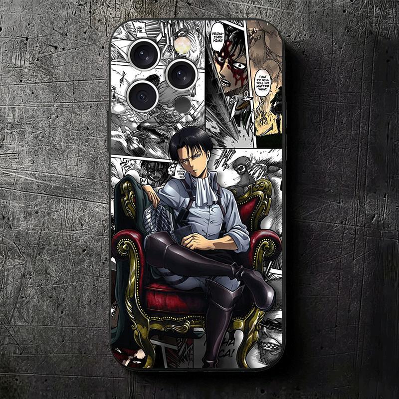 A-Атака Титанов Аниме Мягкий Чехол для Телефона для iPhone 16 16E 17 Air 15 Pro Max 14 Plus 13 Mini 11 12 7 Черный Чехол Задняя Панель
