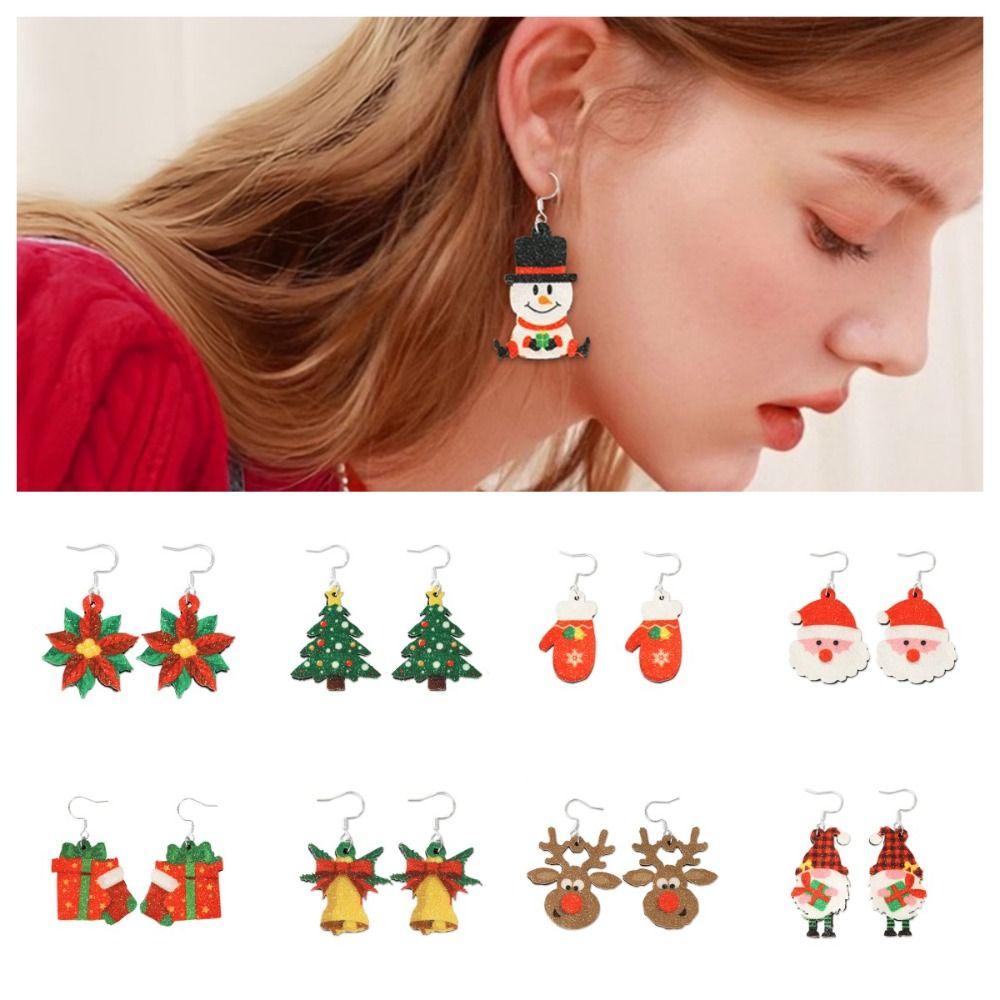 1Pair Handmade Sew Santa Claus Earrings Christmas Tree Xmas Eardrop Christmas Earring Party