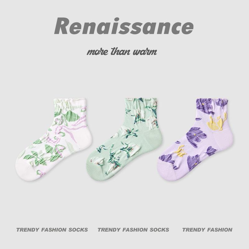 3 пары женских летних тонких дышащих носков с геометрическим дизайном в полоску, низкие