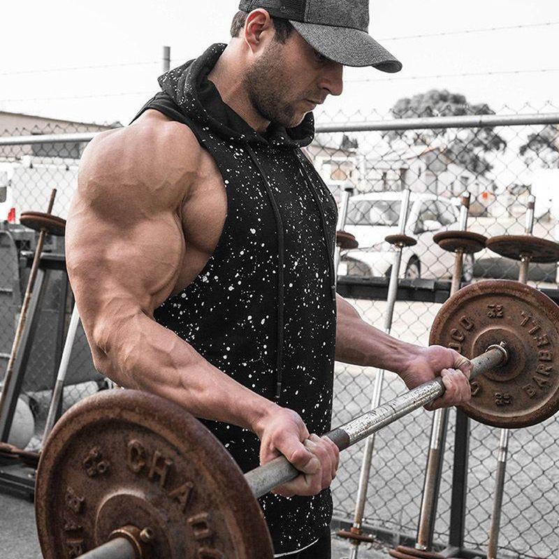 Мужская одежда для зала премиум-качества, майка-стрингер с капюшоном для бодибилдинга, майка для мышц, футболка