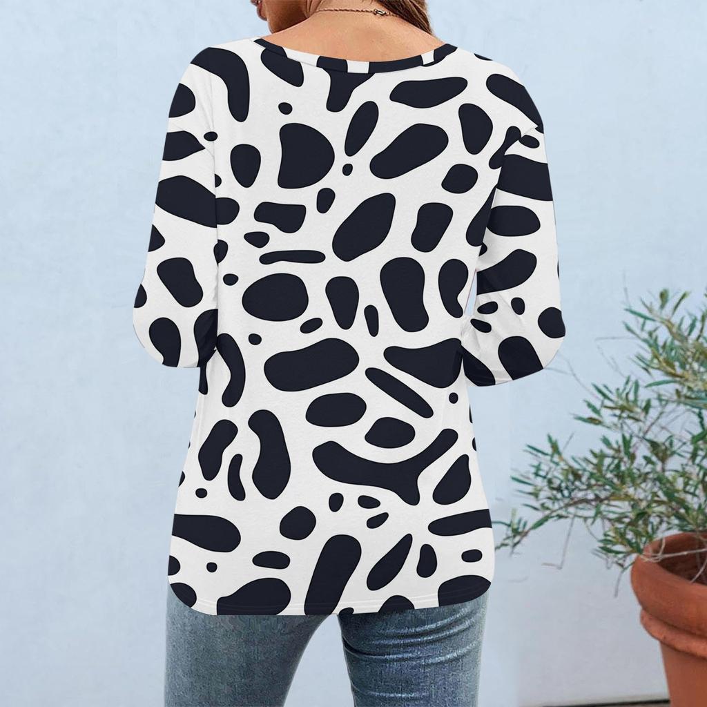 Women's Fashion Casual Print Round Neck Top