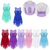 Kids Girls Sleeveless Irregular Hem Lyrical Dance Ballet Leotard Dress Performance Costume