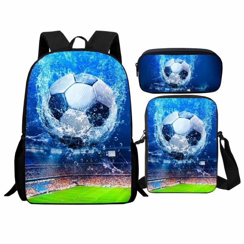 Trendy Popular flame football 3D Print 3pcs/Set pupil School Bags Laptop Daypack Backpack Inclined shoulder bag Pencil Case