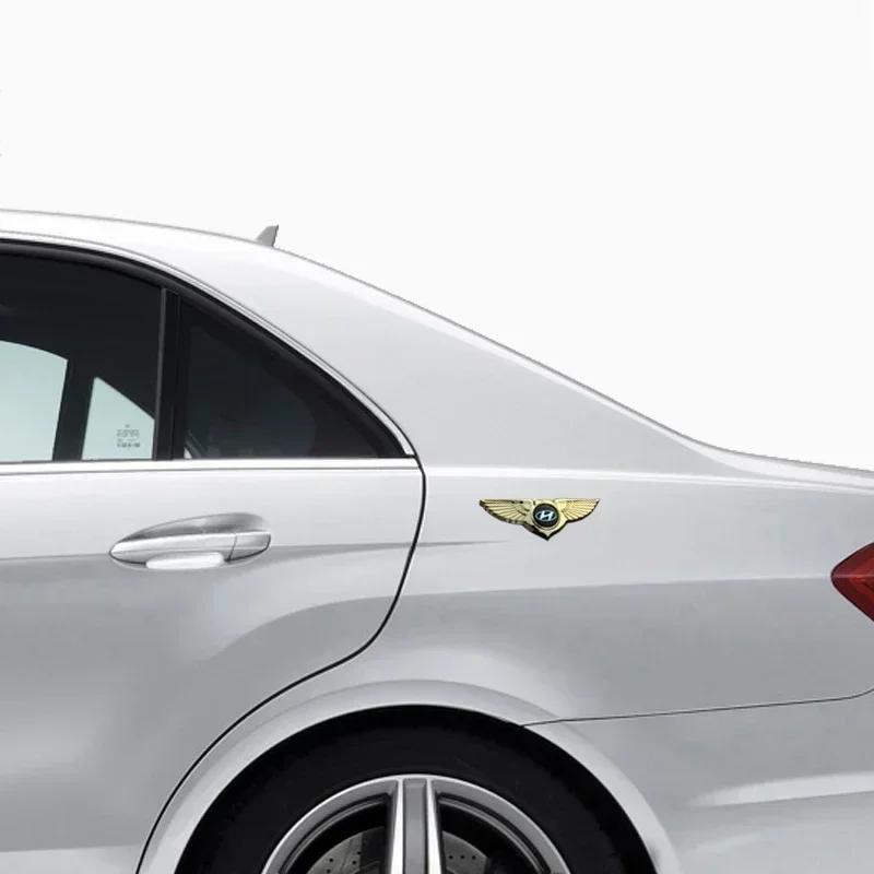 3D Car Front Grille Emblem Side Fender Trunk Badge Sticker for Hyundai I20 Accent Tucson I30 I40 IX35 Kona Azera Elantra Genesis ZZ33