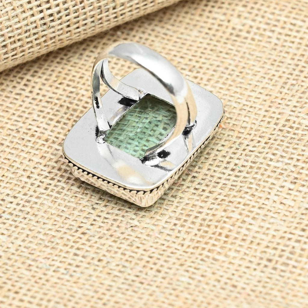 Зеленый аметист драгоценный камень стерлингового серебра 925 пробы обручальное кольцо ювелирных изделий ручной работы