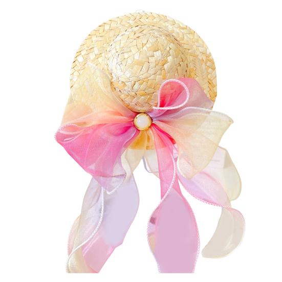 Кошачья шляпа с искусственным жемчугом, красочная лента, не вызывает аллергии, безопасна для кожи, износостойкая