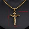 Модное распятие Иисуса Христа, мужские ювелирные изделия, золото, коричневый, серебряный цвет, металлический крест, кулон с шейной цепочкой, ожерелья для мужчин и женщин