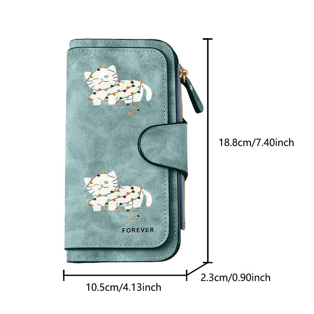 Unique Christmas lighted cat design men's large-capacity wallet with business card slot and cash pocket, suitable for formal occasions and office