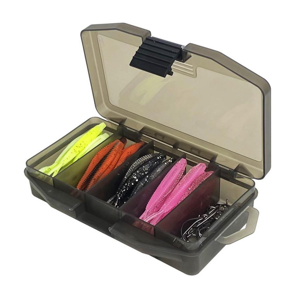 61Pcs Fish Lures Soft Artificial Lures for Fishing Trout Ribbon Lures Soft Colorful Fork Tail Swimbaits with Crank Hook