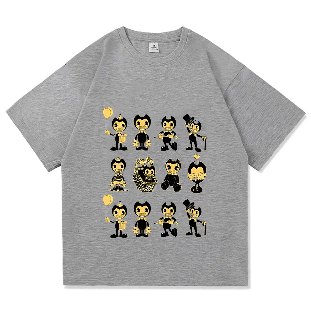 Unisex Tees Game Bendy and The Ink Machine T-shirt Short Sleeve Loose Cotton Unisex T Shirt Cartoon Graphic Printing Tshirts Tee