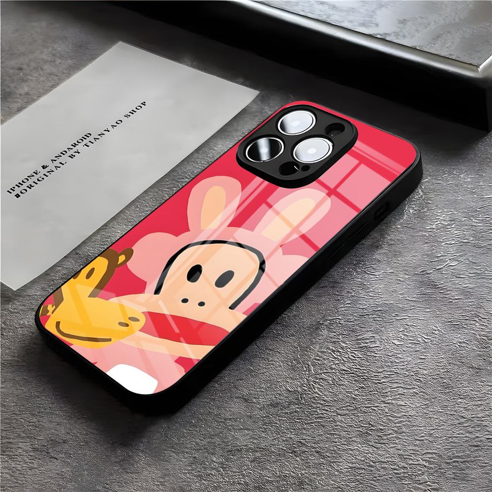 P-Paul F-Frank Phone Case For IPhone 17 Air 16 E Pro Max 15 14 13 Mini 12 Pro 11 Max Plus Black Glass Cover