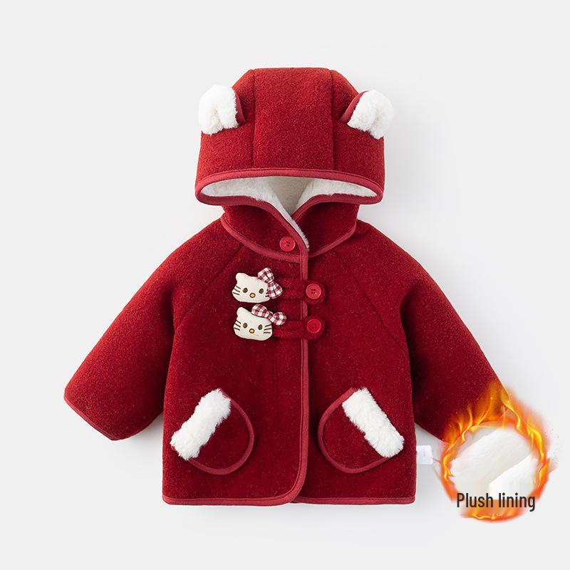 Детская куртка с капюшоном на флисовой подкладке - Стиль Осень/Зима 2025, Густая овечья шерсть, Зимнее пальто для детей.