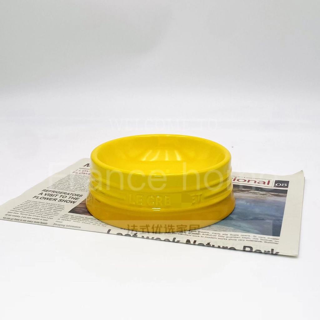 12cm/5cm French Rainbow Home Short Footed Pet Bowl Ceramic Cat and Dog Bowl Large Capacity Anti Spill Snack Bowl Gradient Color