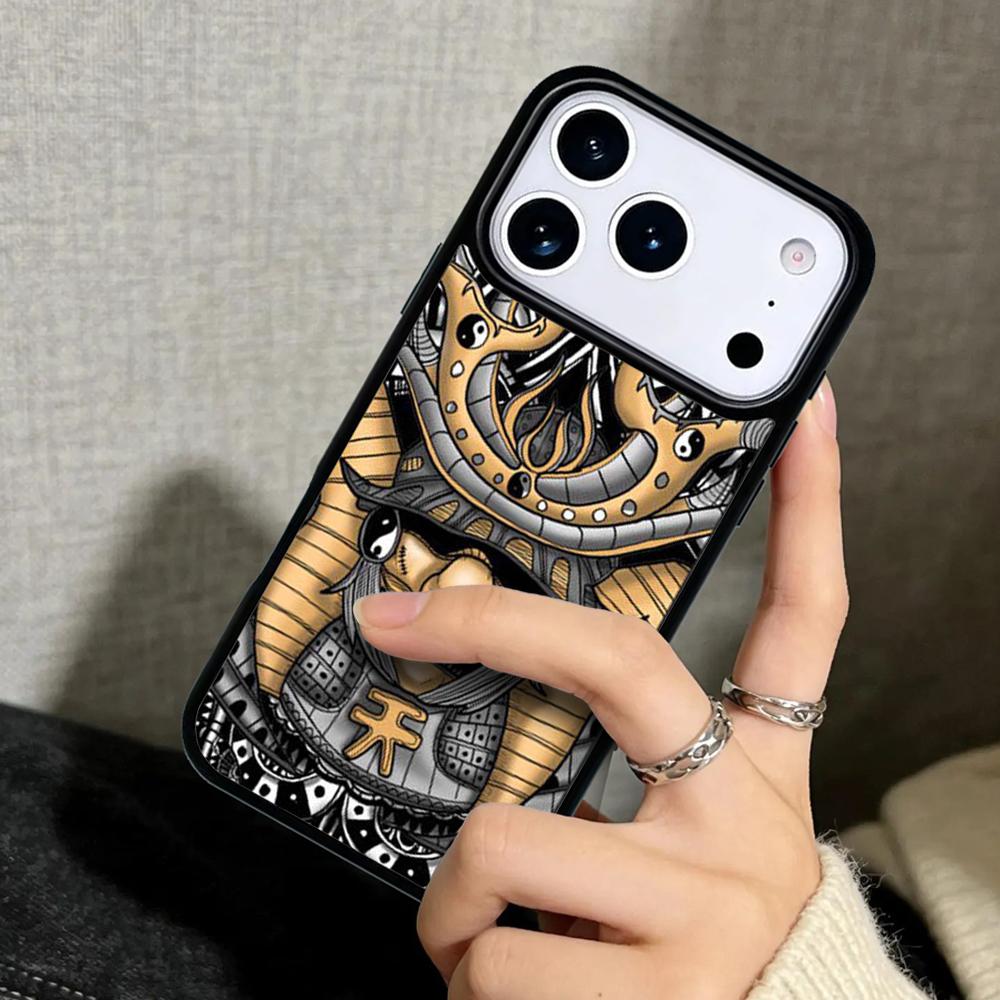 Чехол Case для iPhone 17 Air 16 Pro Max 15 Plus 11 13 Mini 14 12 Задняя крышка телефона Маска Самурая Шлем Воина
