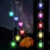 Solar Wind Chime Kerosene Lamp Retro Solar Courtyard Lamp Home Porch Garden Decoration Hanging Lantern Outdoor Decoration