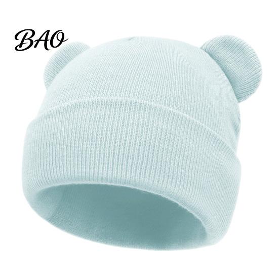 Infant Knitted Hat Baby Winter Hat, Cute Bear Ears Cozy Knit Soft Ear Warm Skull Cap for Newborn Toddler Boys Girls, 0-36 Months Windproof Head Wrap
