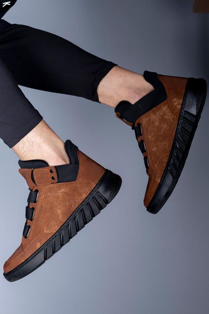 Men's Fashion Faux Leather Flat Heeled Booties Bootie Brown Black Unisex Sneaker Boots Shoes