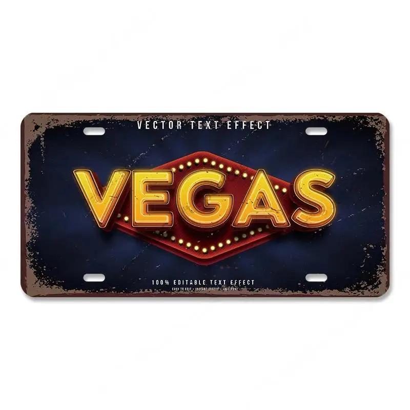 High Definition Metal Tin Sign Las Vegas Casino Vintage License Plate Style Wall Art Decor for Home Bar Garage