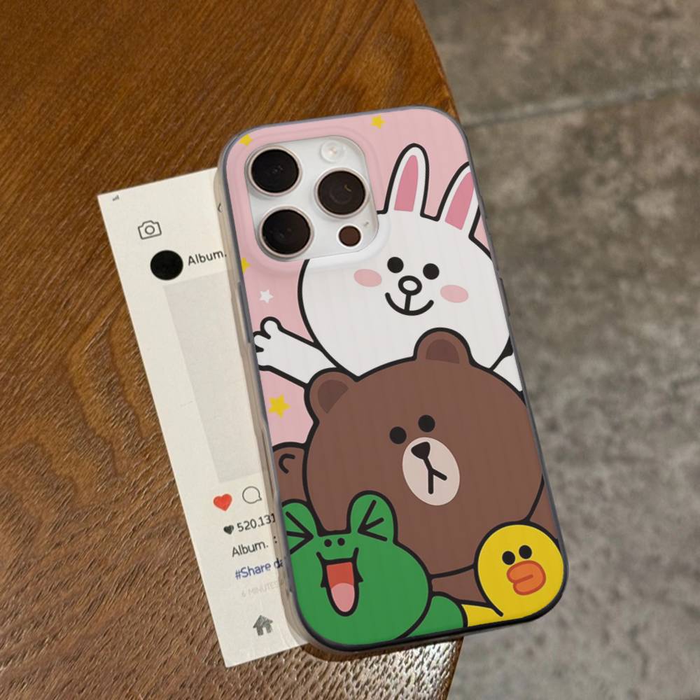 Мультяшный Милый C-Кони B-Браун Чехол для Телефона Для IPhone 17 16 15 14 13 12 11 Pro Max Plus Гофрированный Бампер Задняя Крышка Корпус