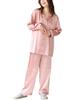 NISHIKI Silk Premium A6 19 Long Front Top and Pants Loungewear Women's Pajamas, 100% Silk, Grade, Momme, Sleeves, Opening, Set, (Moss Pink/M/n4013)