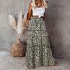 Женская юбка-макси с эластичным шнурком и высокой талией, свободная, с большим подолом, трапециевидной формы, в стиле пэчворк, плиссированная, винтажная, в стиле бохо, с этническим принтом, отпускная юбка