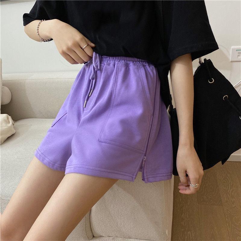 WTEMPO Женские свободные повседневные брюки больших размеров на молнии, студенческие спортивные шорты с эластичной резинкой на талии, удобные большие карманы для спортзала, стадиона