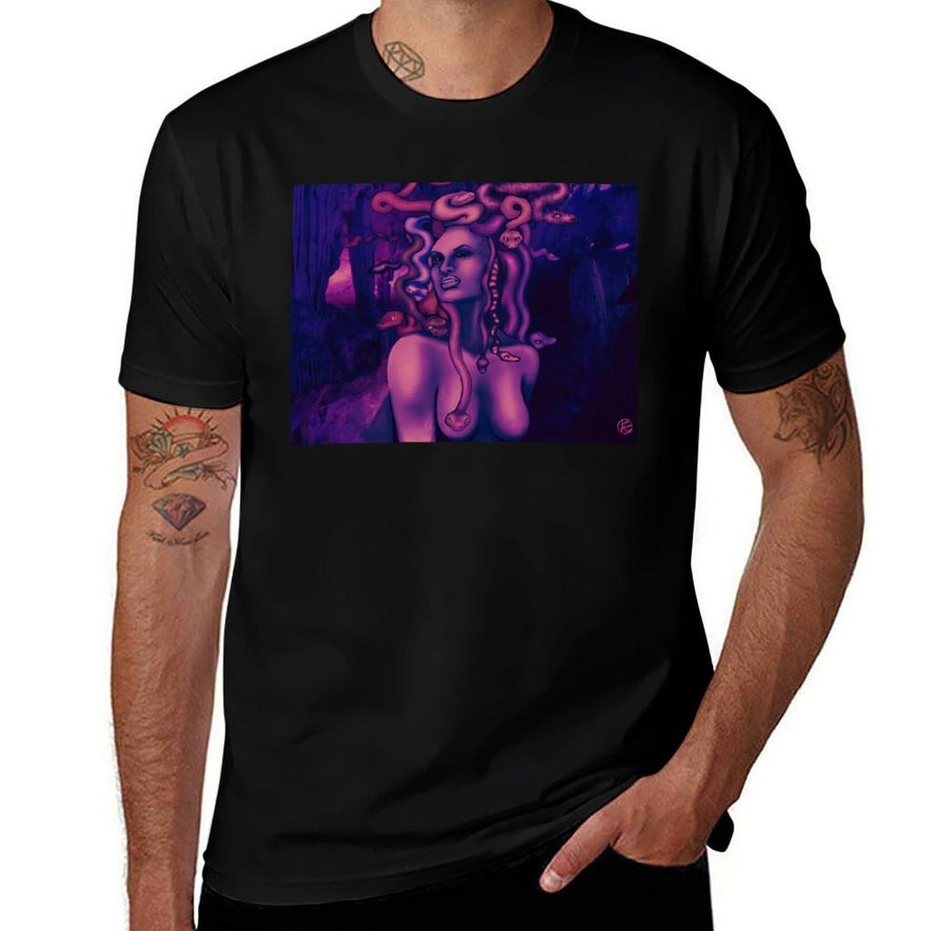 Medusa, Badass Greek Goddess and Demoness T-Shirt Basic Short Sleeve Cotton Blend T-Shirt