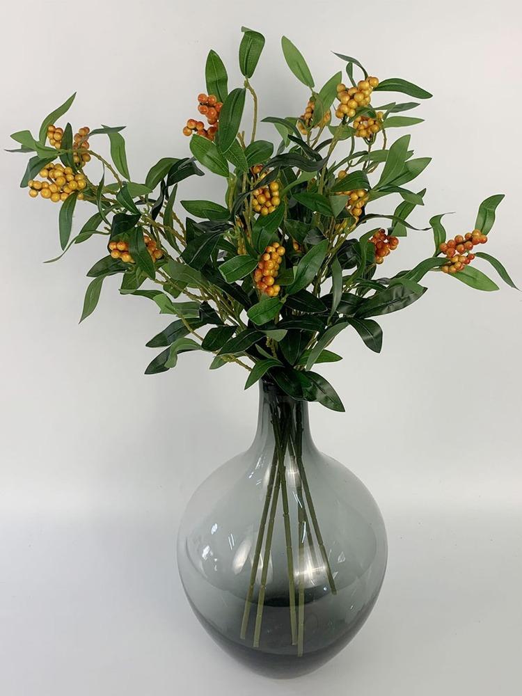 6 шт. 64 см. Благоприятные фруктовые букеты с листьями, искусственные растения, имитация фруктов, счастливые фрукты для Рождества, свадьбы, домашней вечеринки, центральные украшения, декор