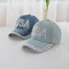 Кепка Бейсболка Женская Со Стразами Джинсовая Ткань Козырек Snapback Кепки Для Женщин Лето Весна Путешествия Солнцезащитная Кепка США На Улице Повседневная Новая