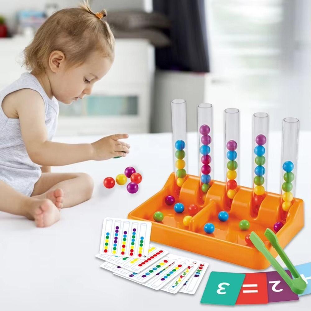 Sensory Rainbow Beads Clip Toy Educational Game Montessori Balls Matching Game  Fine Motor Training