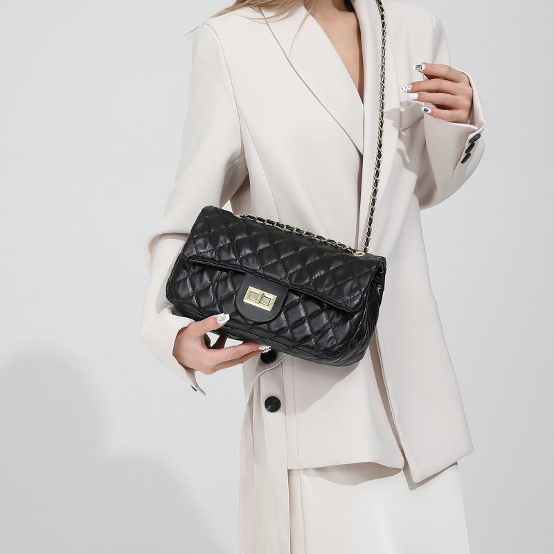 Модная женская сумка кроссбоди и на плечо с вышивкой аргайл, текстурированная - Большая вместимость, Дизайн с цепочкой ручной работы