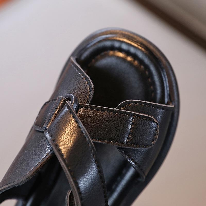 Детские летние удобные простые повседневные уличные универсальные ретро однотонные нескользящие пляжные туфли с мягкой подошвой для маленьких мальчиков и девочек, сандалии, обувь