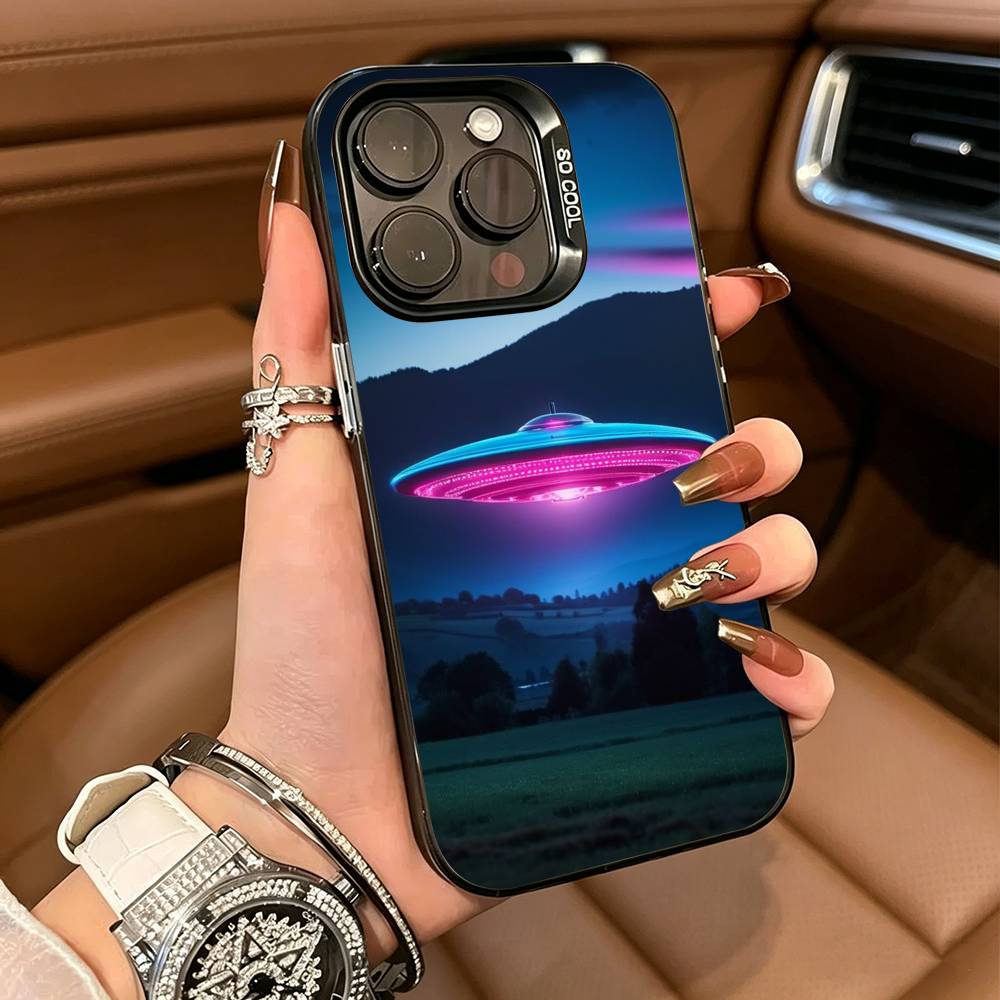 Уникальный Космический НЛО A-Инопланетянин-ES Чехол для Телефона для iPhone 17,16,15,14,13,12,11 Plus Pro Max Цветной Серебристый Чехол для Телефона