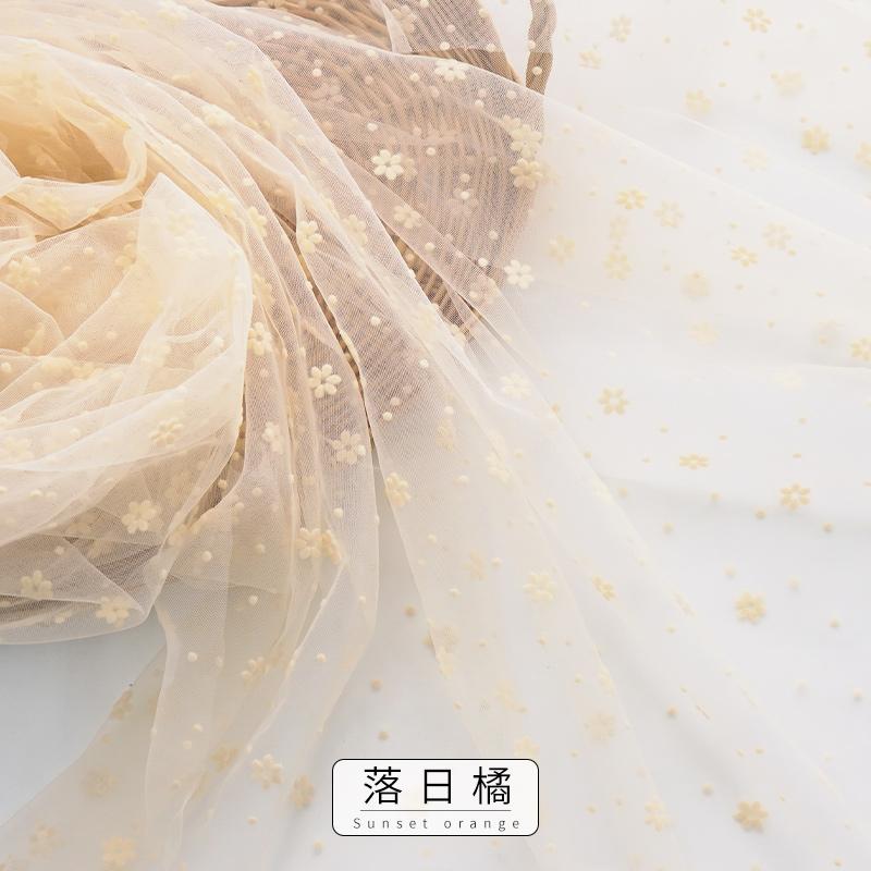 Ткань сетка с флоком "Снежинка" 150x100см/200см для платьев, отделки женской одежды, оконных сеток, ткань для рукоделия DIY TJ5103