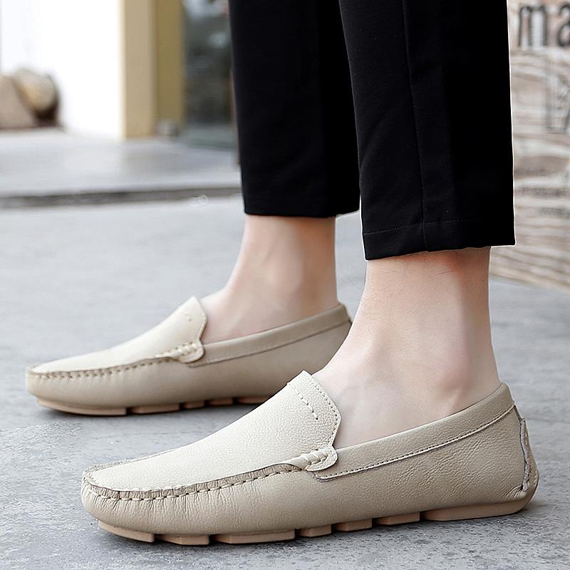 Обувь из натуральной кожи больших размеров, мужские лоферы, удобная повседневная обувь, мужские мокасины на плоской подошве, мужская обувь