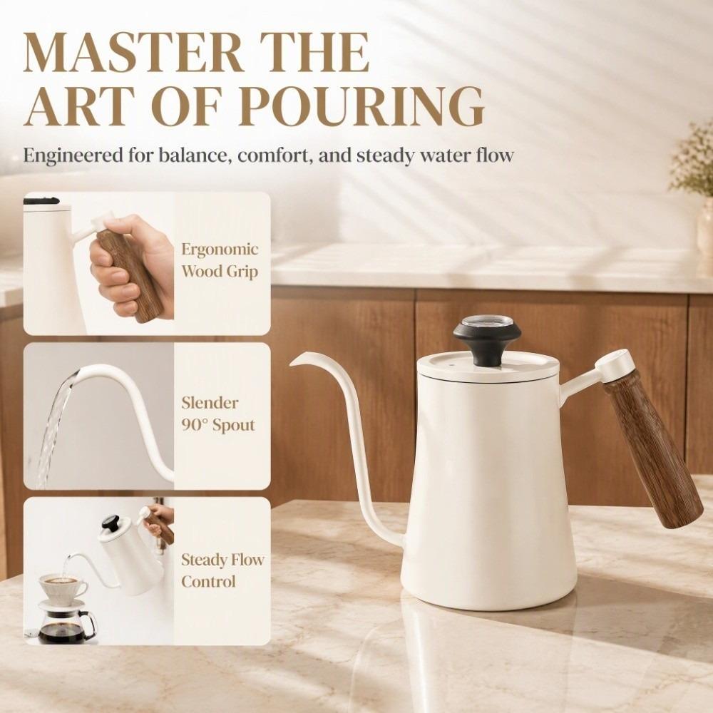 304 Stainless Steel Coffee Brewing Pot Temperature Meter Coffee Kettle Pour Over Method