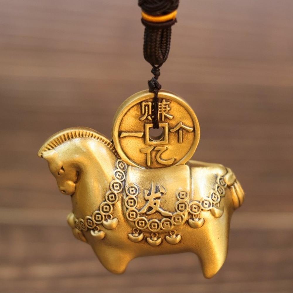 Creative Solid Brass Brass Horse Statue Cute Vintage Style Lucky Horse Figurine Handcrafted Lucky Ornament Office Decor