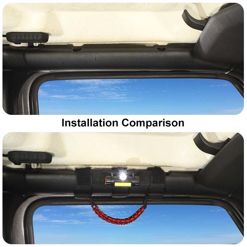 Автомобильный зонтик трос ручка на крышу с подсветкой для Jeep Wrangler JL/ Gladiator JT JK 2007-2024