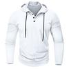Fall Spring Men Shirt Hooded Drawstring Long Sleeves Pullover Thin Solid Color Mid Length Casual Daily