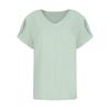 Women's V-Neck Short Sleeved  Solid Color Fashionable Button Top