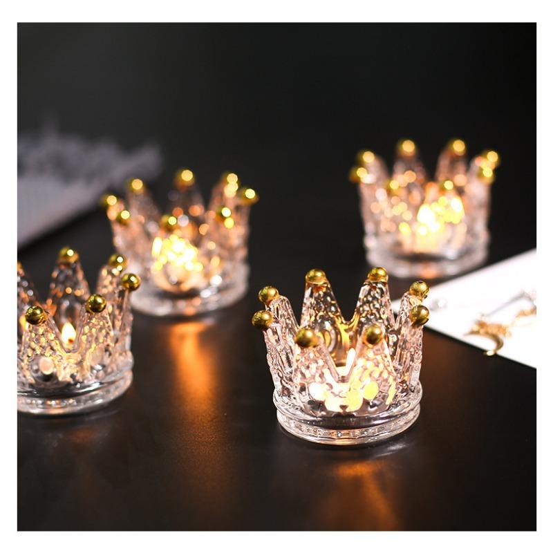 Vintage glass ashtray, living room decoration, mini storage items, photo props, crown candle holder ornaments