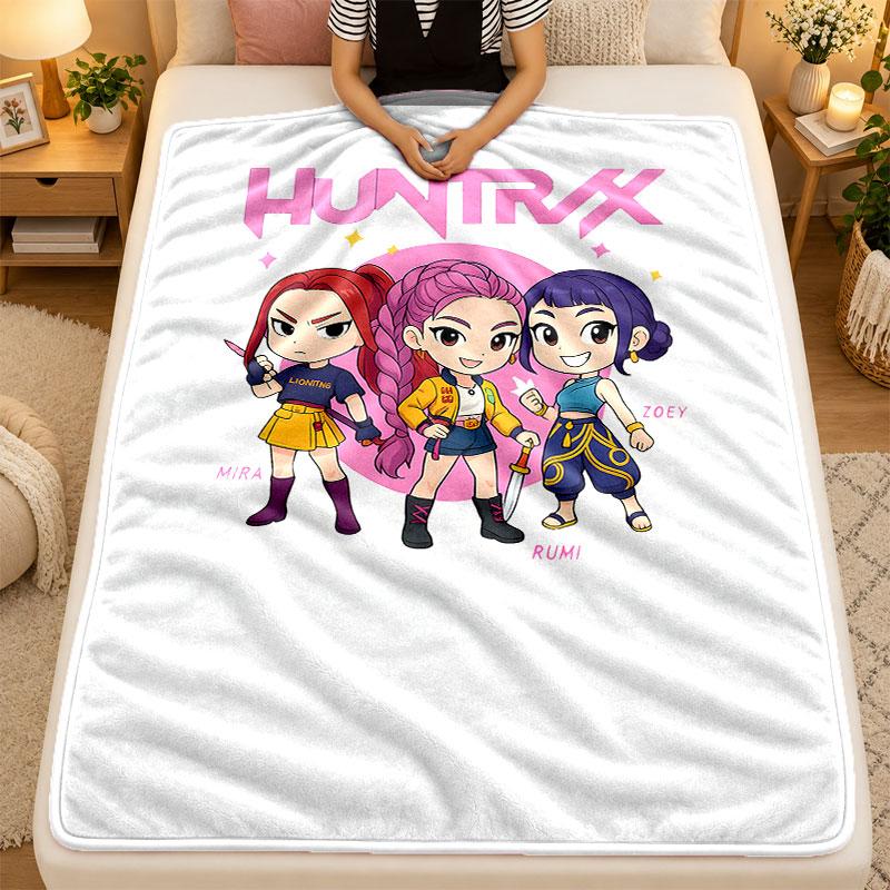 Flannel BlanketKpop Demon Hunters Warm Soft Throw Blanket for Indoor Sofa Bed Living Room Use