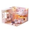 Moin Moin Dollhouse Miniature DIY Kit Set, Modern Model Room-Style Interior, Stylish Two-Story House with LED Light and Acrylic Case (felice)