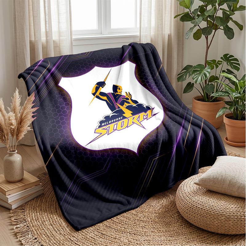 Melbourne Storm Flannel Fleece Blanket Cozy Warm Throw Blanket For Couch Bed Travel All Season Use